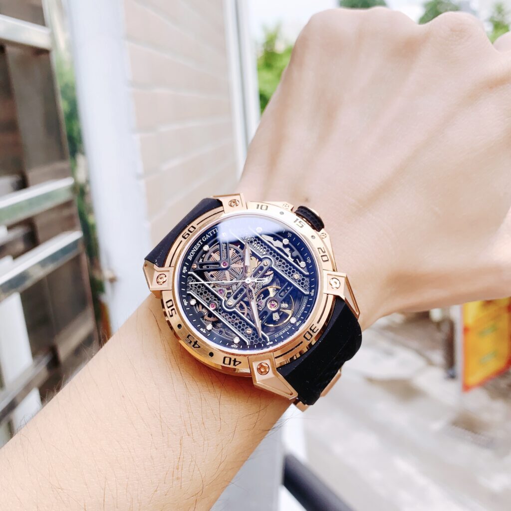 Đồng hồ Bonest Gatti BG5805 rose gold chính hãng máy lộ cơ 43mm (2)