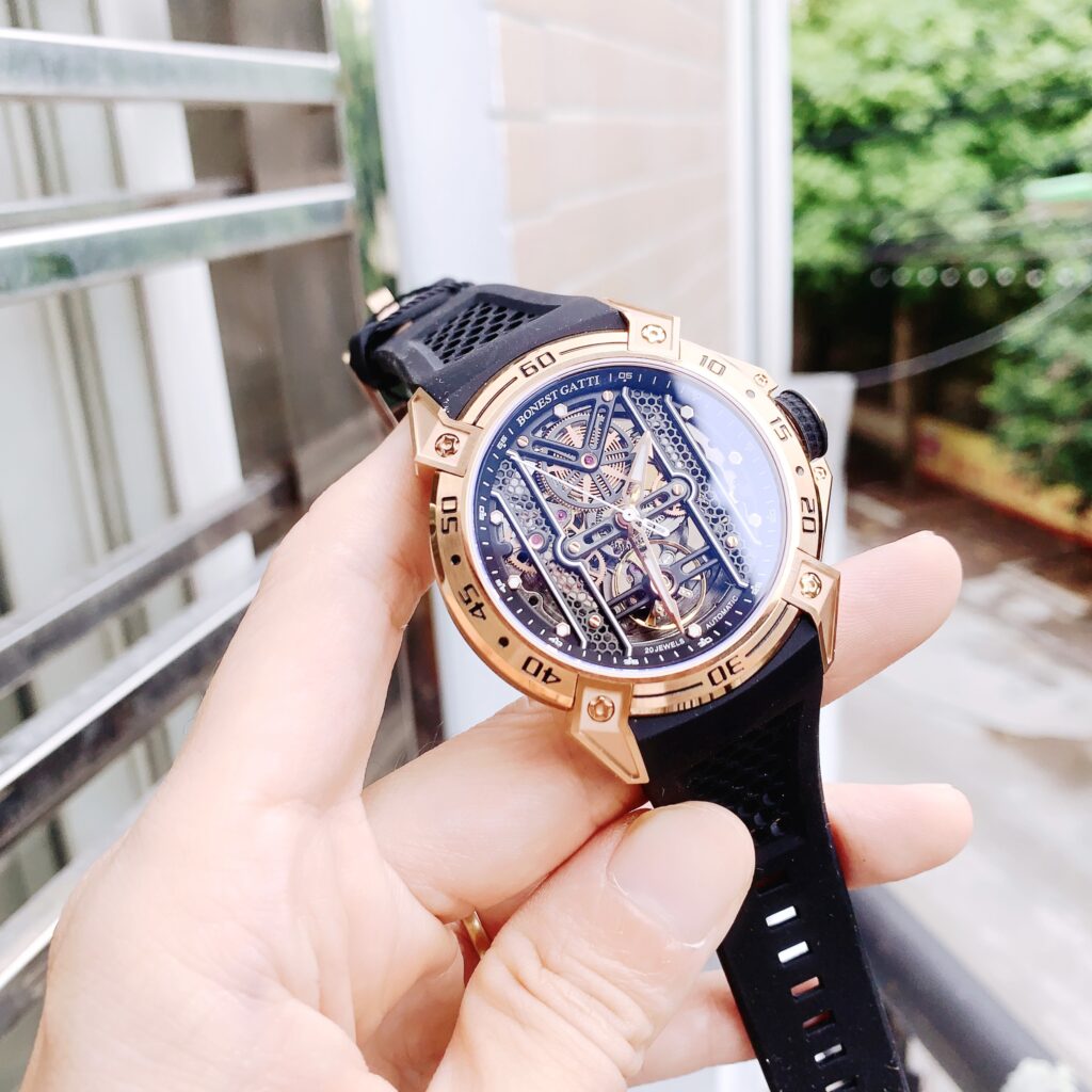 Đồng hồ Bonest Gatti BG5805 rose gold chính hãng máy lộ cơ 43mm (2)