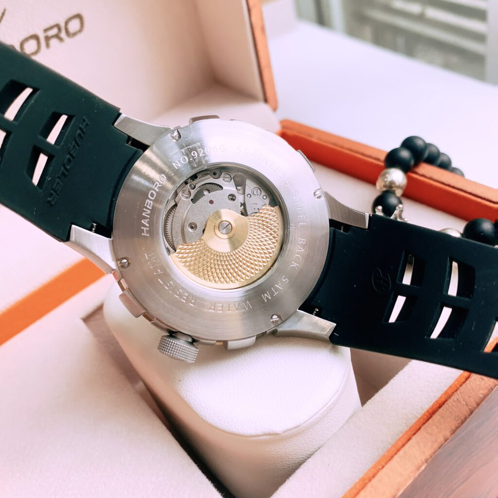 Đồng hồ nam chính hãng Hanboro cọc số đính đá Baguetee 46mm (2)