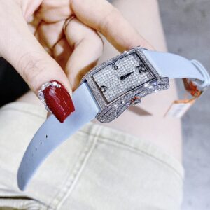 Đồng hồ nữ chính hãng Davena 31609 Silver Than dây da bóng xanh biển 30mm