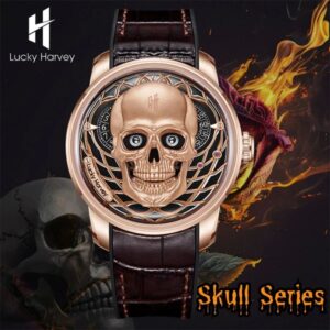 Đồng Hồ Lucky Harvey nam chính hãng skull dial automatic 43mm (1)