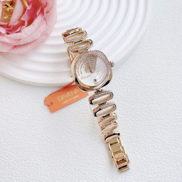 Đồng hồ nữ Davena 60321 rose gold chính hãng mặt đính đá 30mm (1)