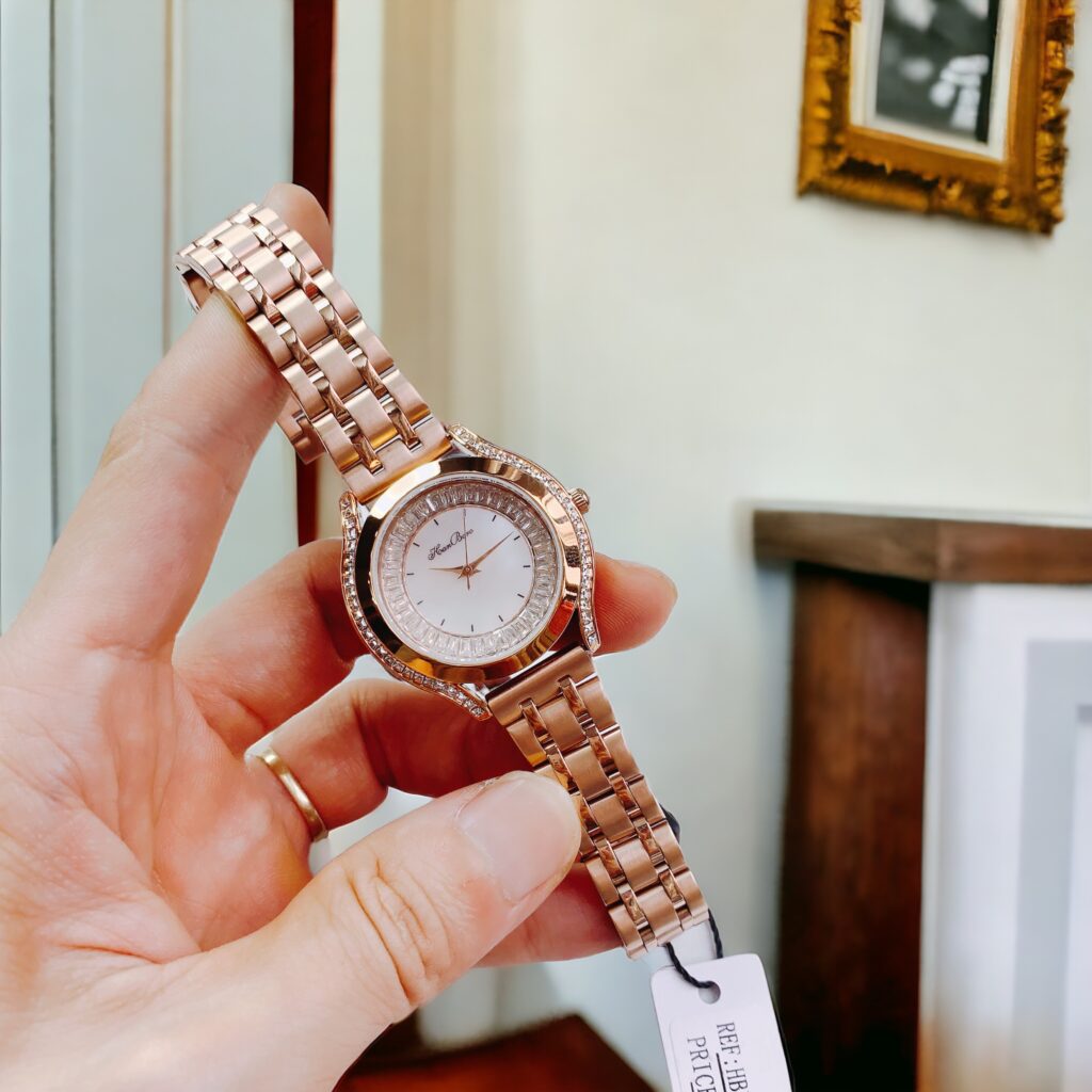 Đồng hồ nữ Hanboro rose gold đính đá chính hãng 35mm (2)