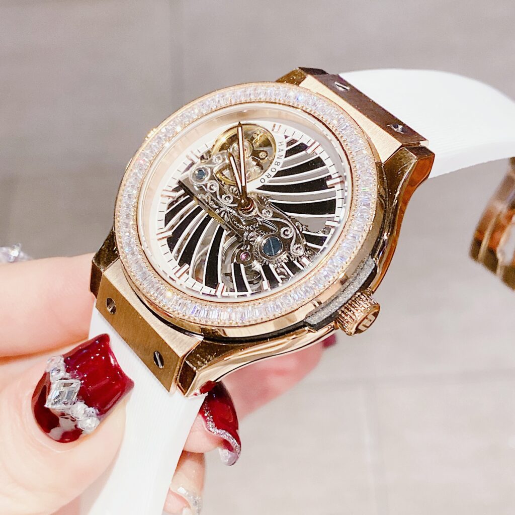 Đồng hồ Hanboro nữ rose gold đính đá chính hãng 36mm (1)