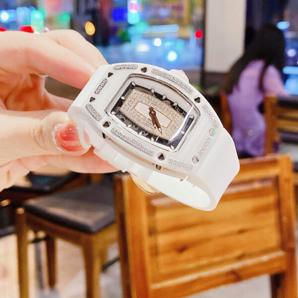 Đồng hồ Hanboro by Huboler nữ vỏ gốm đính đá chính hãng 35mm (9)