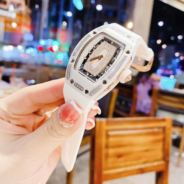 Đồng hồ Hanboro by Huboler nữ vỏ gốm đính đá chính hãng 35mm (9)