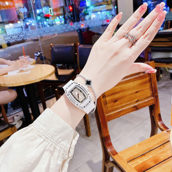 Đồng hồ Hanboro by Huboler nữ vỏ gốm đính đá chính hãng 35mm (9)