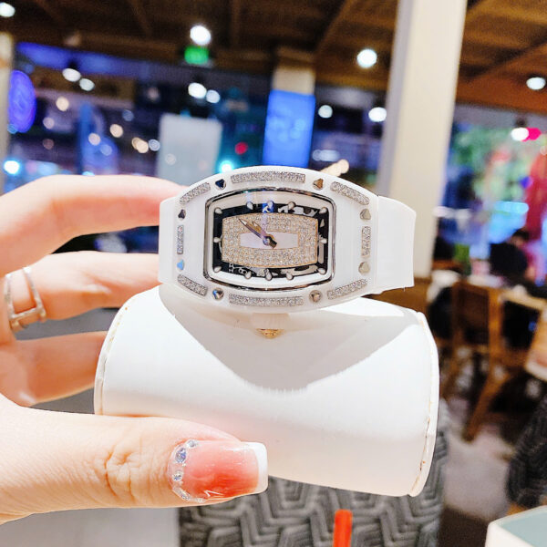 Đồng hồ Hanboro by Huboler nữ vỏ gốm đính đá chính hãng 35mm (9)
